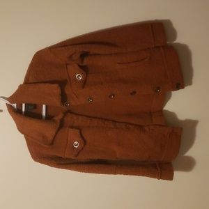 Tahari brown long sleeve button up teddy coat size XS.